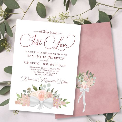 Nothing Fancy Just Love Dusty Rose Floral Wedding Invitation