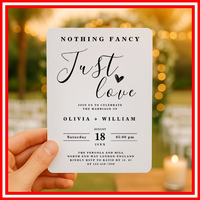 Nothing Fancy Just Love Elegant Simple Wedding Invitation (Creator Uploaded)