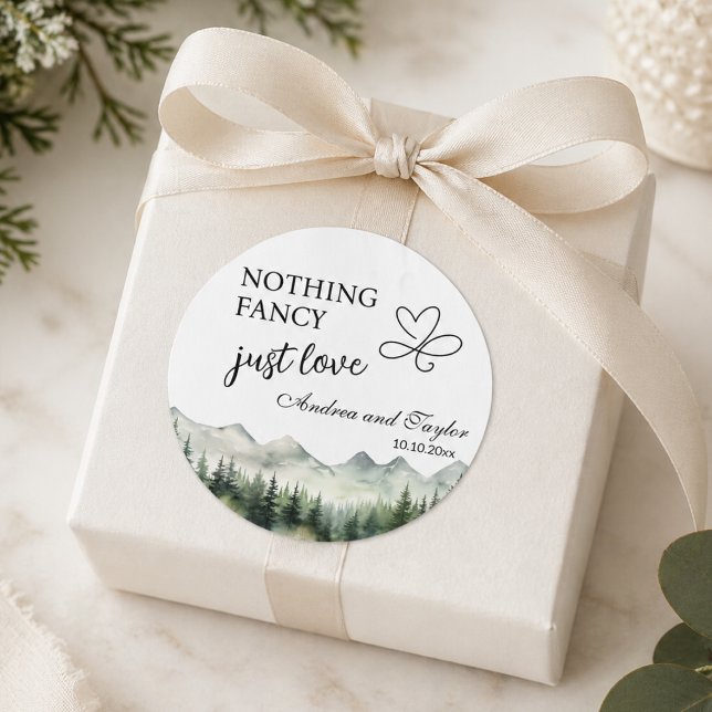 Nothing Fancy Just Love Elegant Wedding Classic Round Sticker (Creator Uploaded)