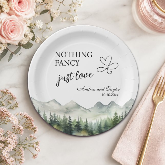 Nothing Fancy Just Love Elegant Wedding Paper Plates (Creator Uploaded)