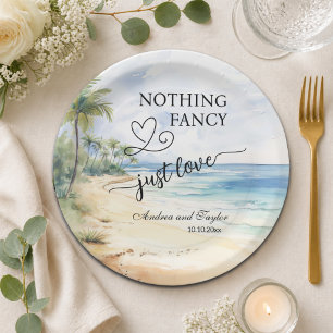 Nothing Fancy Just Love Elegant Wedding Paper Plates
