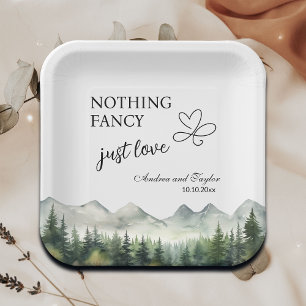 Nothing Fancy Just Love Elegant Wedding Paper Plates