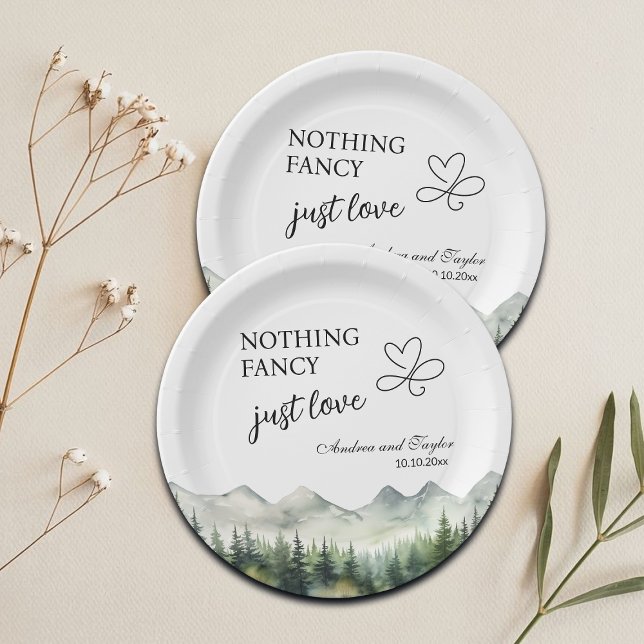 Nothing Fancy Just Love Elegant Wedding Paper Plates (Creator Uploaded)