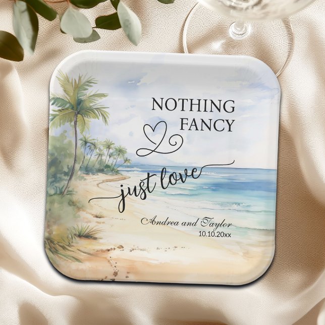 Nothing Fancy Just Love Elegant Wedding Paper Plates (Creator Uploaded)