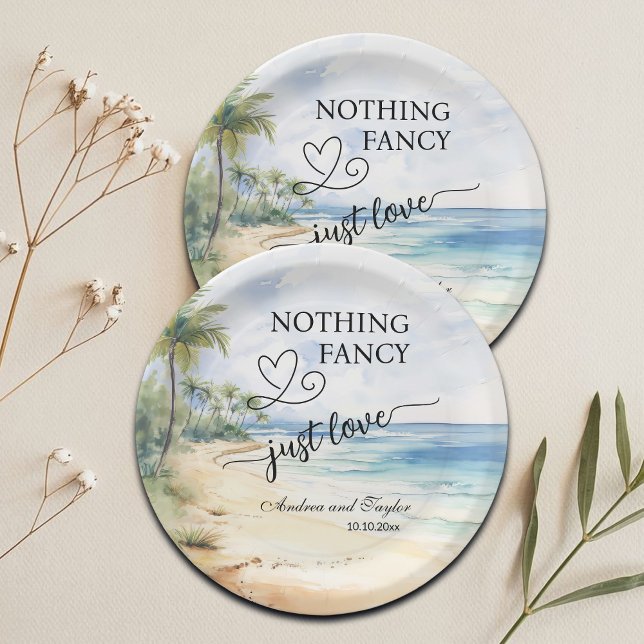Nothing Fancy Just Love Elegant Wedding Paper Plates (Creator Uploaded)