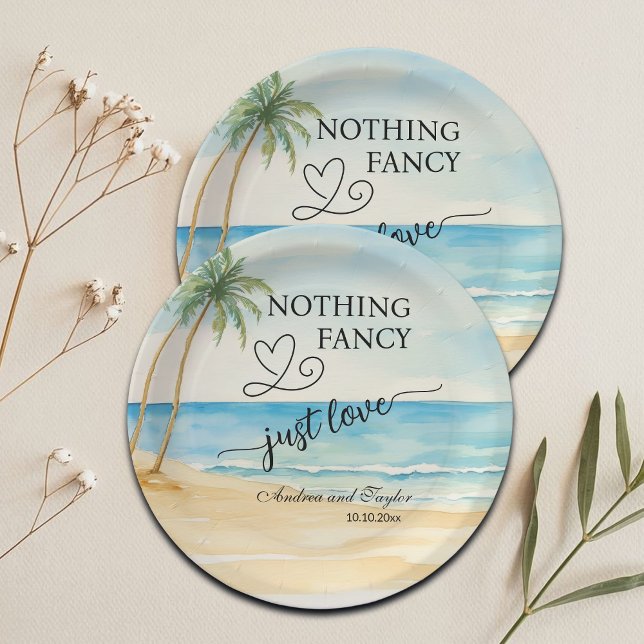 Nothing Fancy Just Love Elegant Wedding Paper Plates (Creator Uploaded)