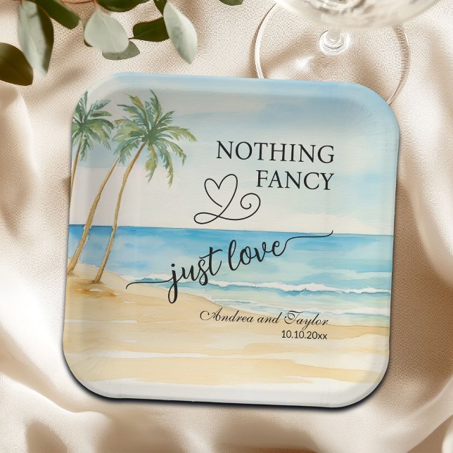 Nothing Fancy Just Love Elegant Wedding Paper Plates (Creator Uploaded)