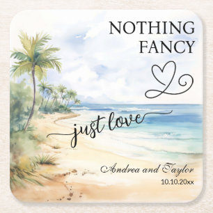 Nothing Fancy Just Love Elegant Wedding Square Paper Coaster