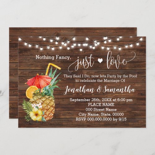 Nothing Fancy Just Love Eloped Pool party Invite