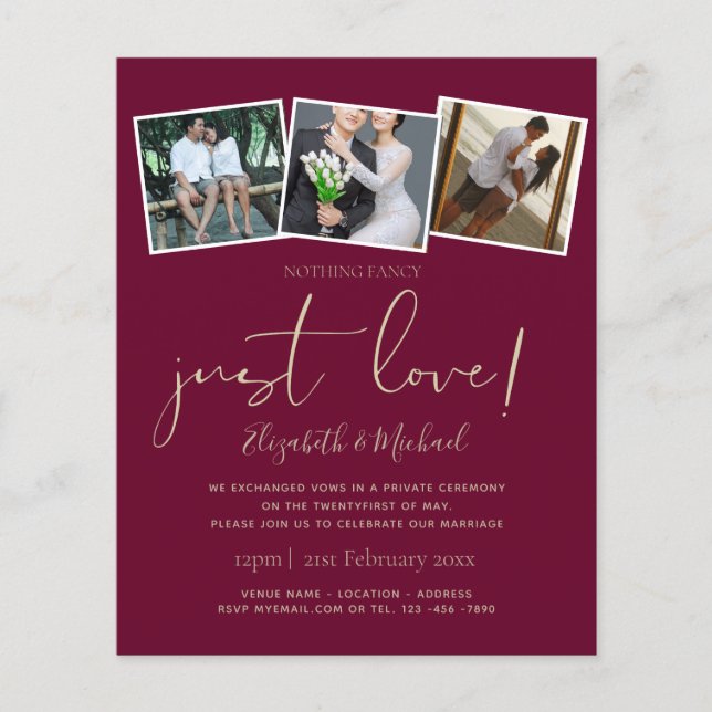 Nothing Fancy Just Love Elopement Announcement (Front)
