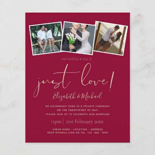 Nothing Fancy Just Love Elopement Announcement