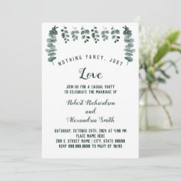 Nothing Fancy Just Love Elopement Eucalyptus Invitation