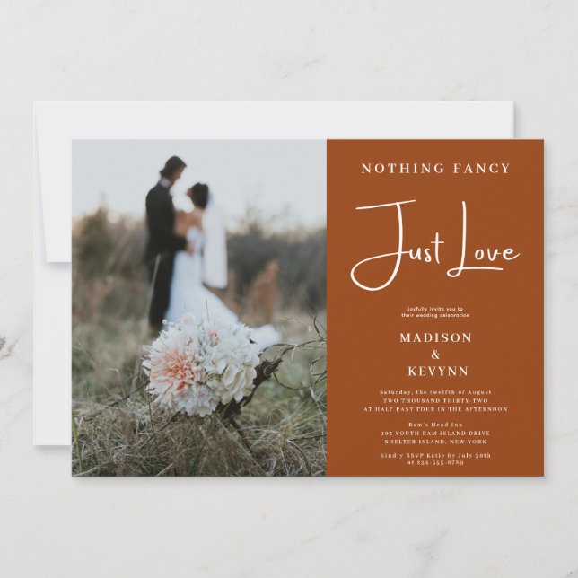Nothing Fancy Just Love Elopement Photo Invitation (Front)