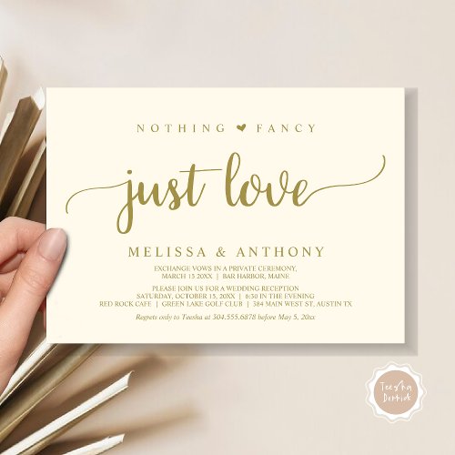 Nothing Fancy Just Love Elopement Rustic Wedding Invitation