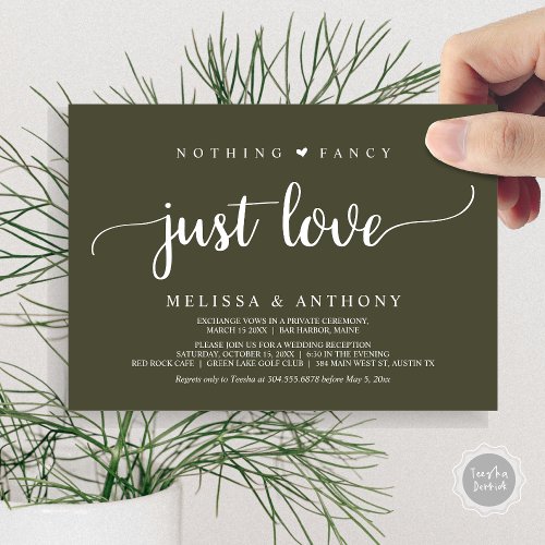 Nothing Fancy Just Love Elopement Rustic Wedding Invitation