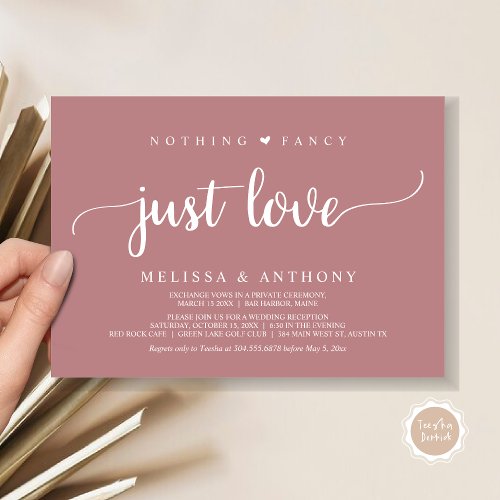 Nothing Fancy Just Love Elopement Rustic Wedding Invitation