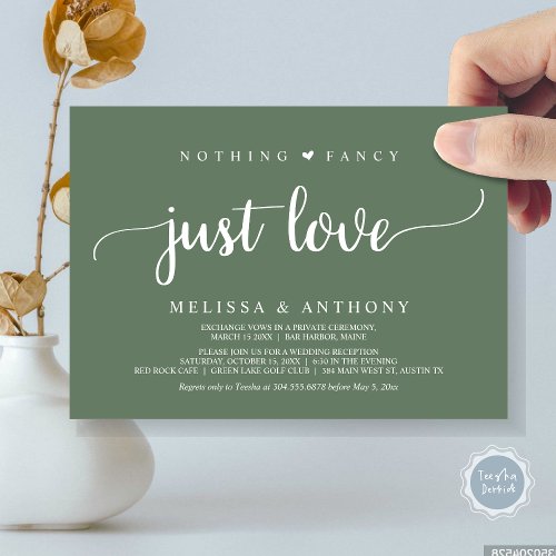 Nothing Fancy Just Love Elopement Rustic Wedding Invitation