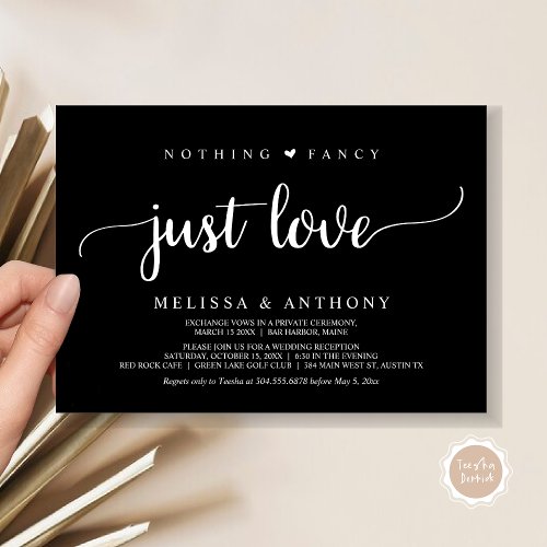 Nothing Fancy Just Love Elopement Rustic Wedding Invitation