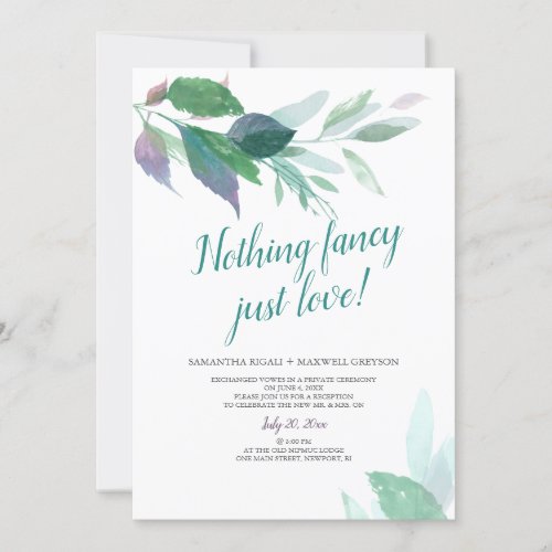 Nothing Fancy Just Love Elopement Wedding Invitation