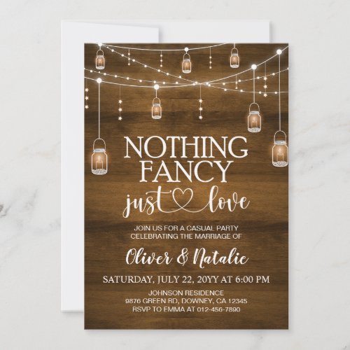 Nothing Fancy Just Love Elopement Wedding Invite