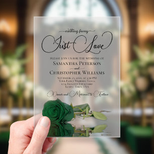 Nothing Fancy Just Love Emerald Green Rose Wedding Acrylic Invitations