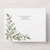 Nothing Fancy Just Love Eucalyptus Casual Wedding  All In One Invitation (Back)