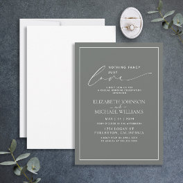 Nothing Fancy Just Love Eucalyptus Casual Wedding Invitation