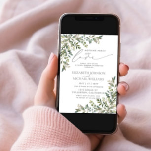 Nothing Fancy Just Love Eucalyptus Casual Wedding Invitation