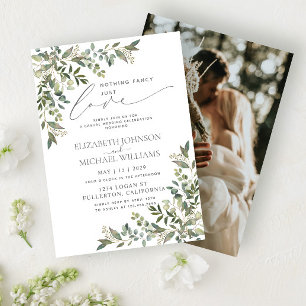 Nothing Fancy Just Love Eucalyptus Casual Wedding Invitation