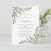 Nothing Fancy Just Love Eucalyptus Casual Wedding Invitation (Standing Front)