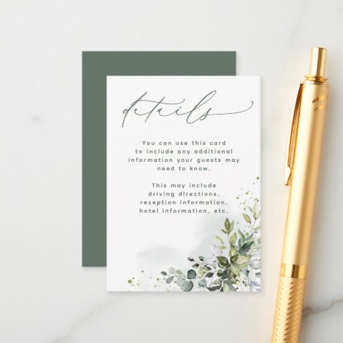 Nothing Fancy Just Love Eucalyptus Green Details Enclosure Card