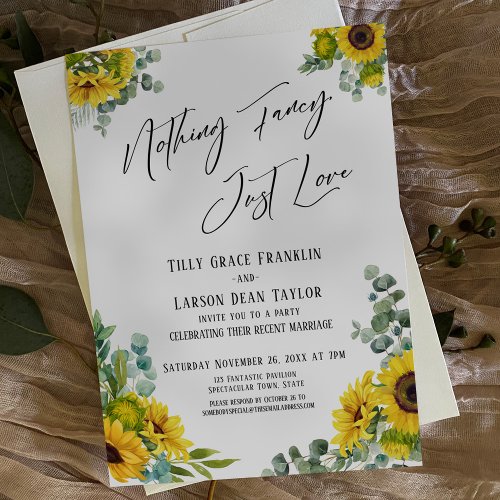 Nothing Fancy Just Love Eucalyptus Sunflower Invitation