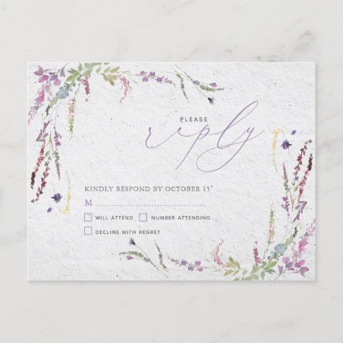 Nothing Fancy Just Love Floral Casual Wedding RSVP Invitation Postcard