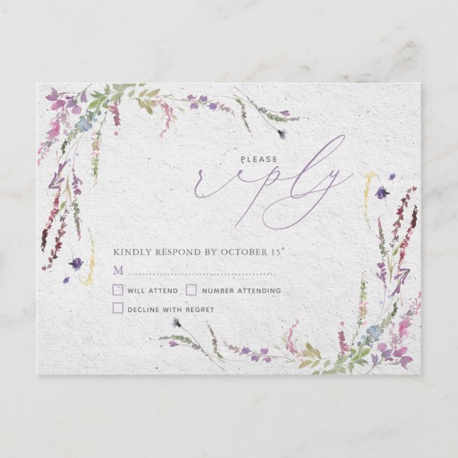 Nothing Fancy Just Love Floral Casual Wedding RSVP Invitation Postcard (Front)