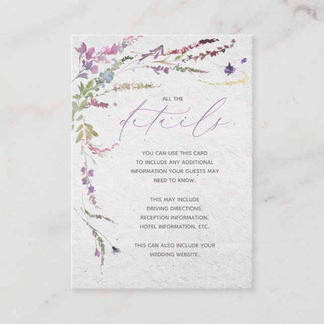 Nothing Fancy Just Love Floral Wedding Details Enclosure Card (Front)