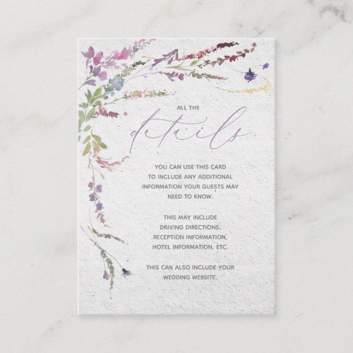 Nothing Fancy Just Love Floral Wedding Details Enclosure Card