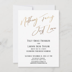 Nothing Fancy, Just Love Gold Elegant Typography Invitation