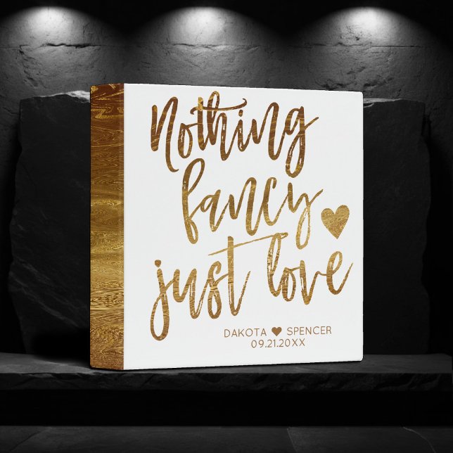 Nothing Fancy Just Love | Gold Heart Micro Wedding 3 Ring Binder (Creator Uploaded)