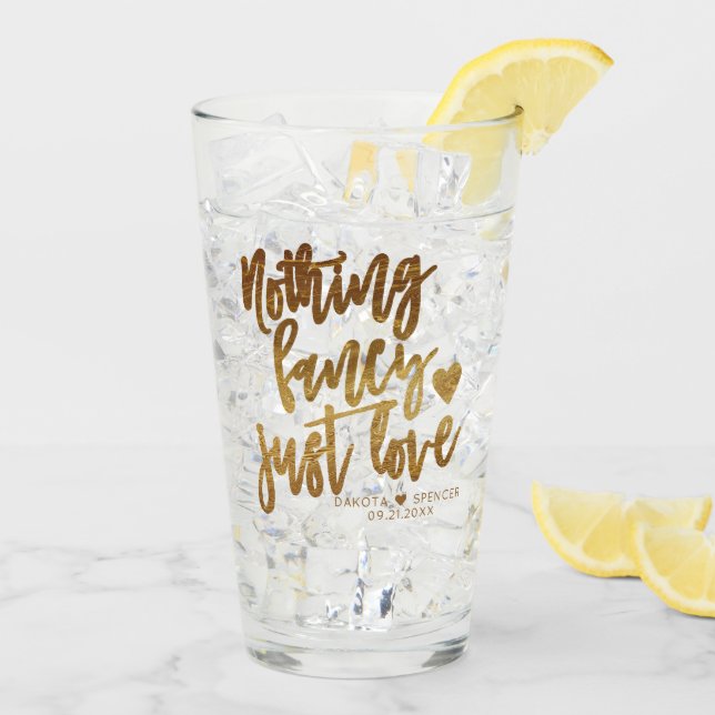 Nothing Fancy Just Love | Gold Heart Micro Wedding Glass (Back Ice)
