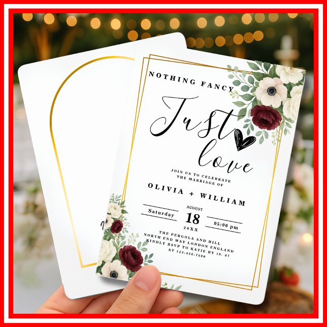 Nothing Fancy Just Love Green Geometric Wedding  Invitation (Creator Uploaded)
