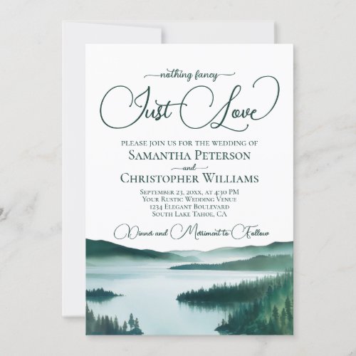 Nothing Fancy Just Love Green Lake Tahoe Wedding Invitation