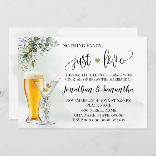 Nothing Fancy Just Love Greenery Elopement Invite