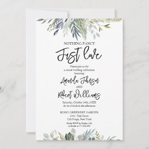 Nothing Fancy Just Love Greenery Wedding Invitation