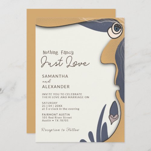 Nothing Fancy Just Love Groovy 70s Vibes Wedding Invitation