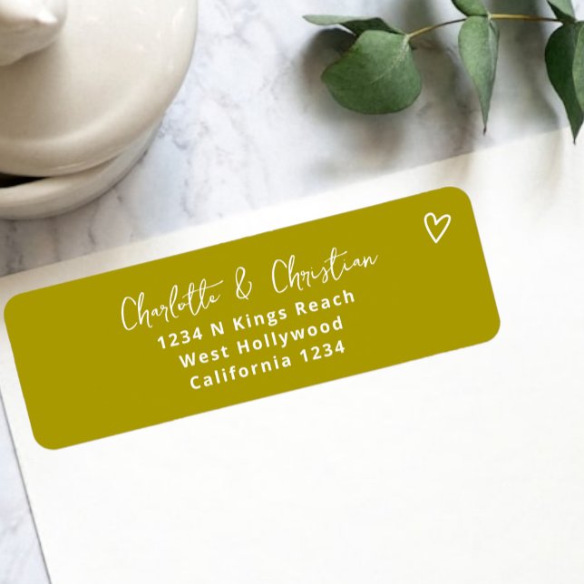 Nothing Fancy Just Love Groovy Green Wedding Label (Nothing Fancy Just Love Groovy Retro 70s Wedding Labels from Ricaso. Add your own address. )
