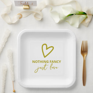Nothing Fancy Just Love Groovy Green Wedding Paper Plates