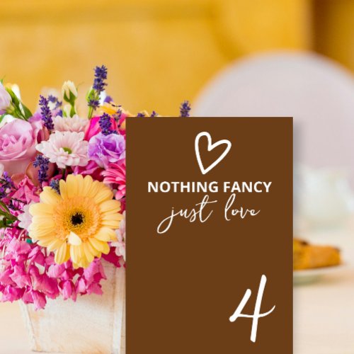 Nothing Fancy Just Love Groovy Retro 70s Wedding Table Number