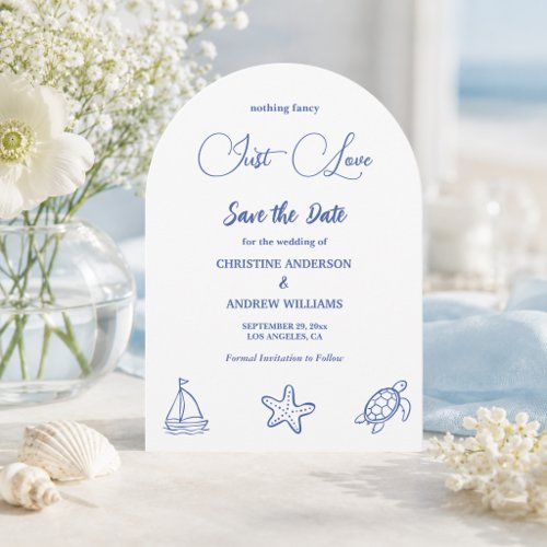 Nothing Fancy Just Love Hand Drawn Sea Life Save The Date