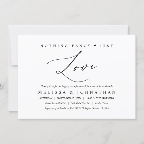 Nothing Fancy Just Love Happily Ever After Brunch Invitation