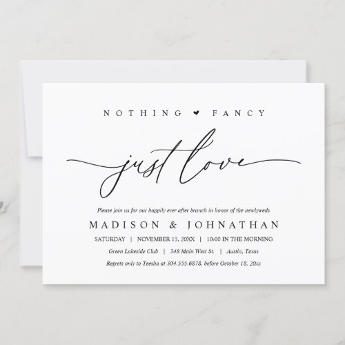 Nothing Fancy Just Love Happily Ever After Brunch Invitation